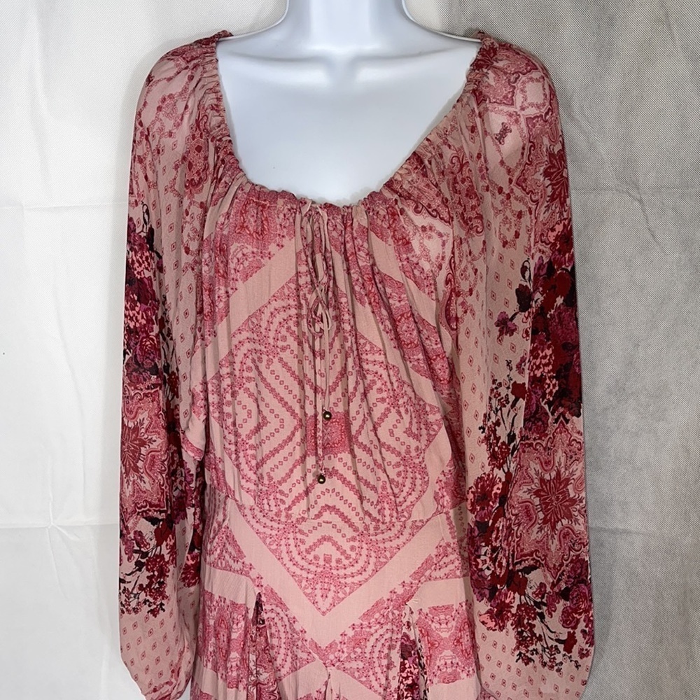 Free People Pink Paisley Open-Back Mini Dress - Picture 3 of 5